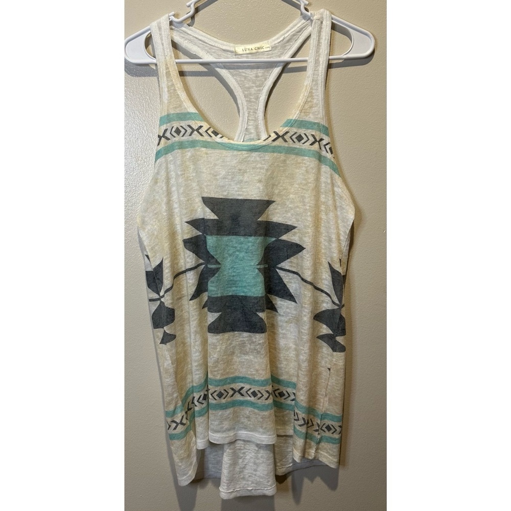 Luna Chic‎ Women’s Aztec Tribal Print Tank Top Size Medium
